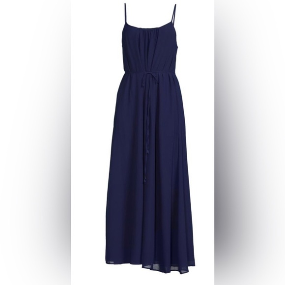 NEW Sam Edelman Royal Blue Belted Maxi Slip Dress Size Extra Small - Picture 3 of 4